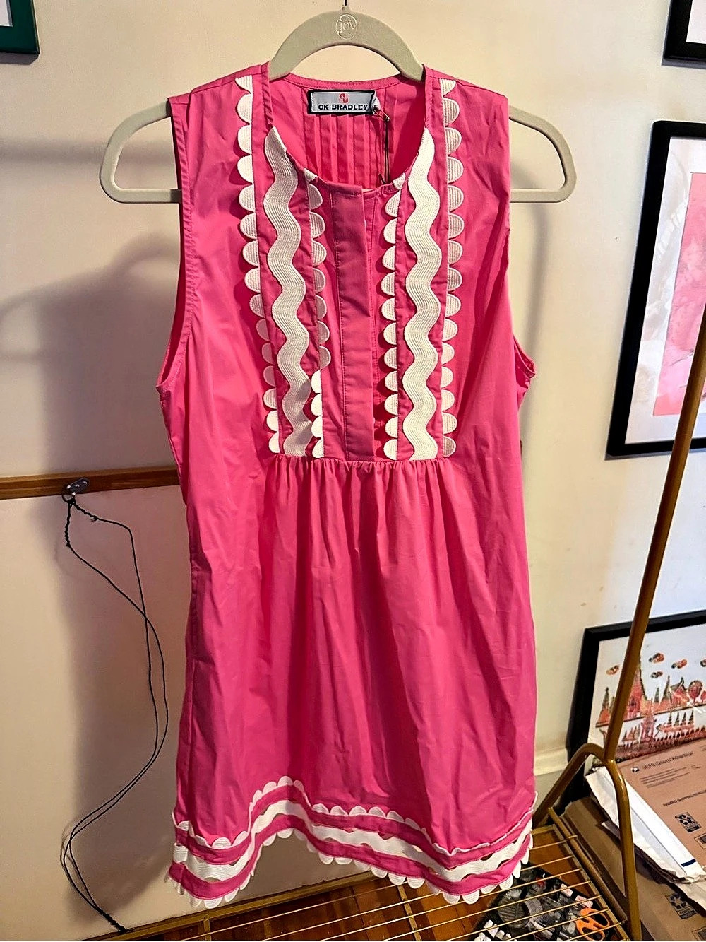 CK BRADLEY Clothing -ric rac Embroidered dress in Pink Large NWT